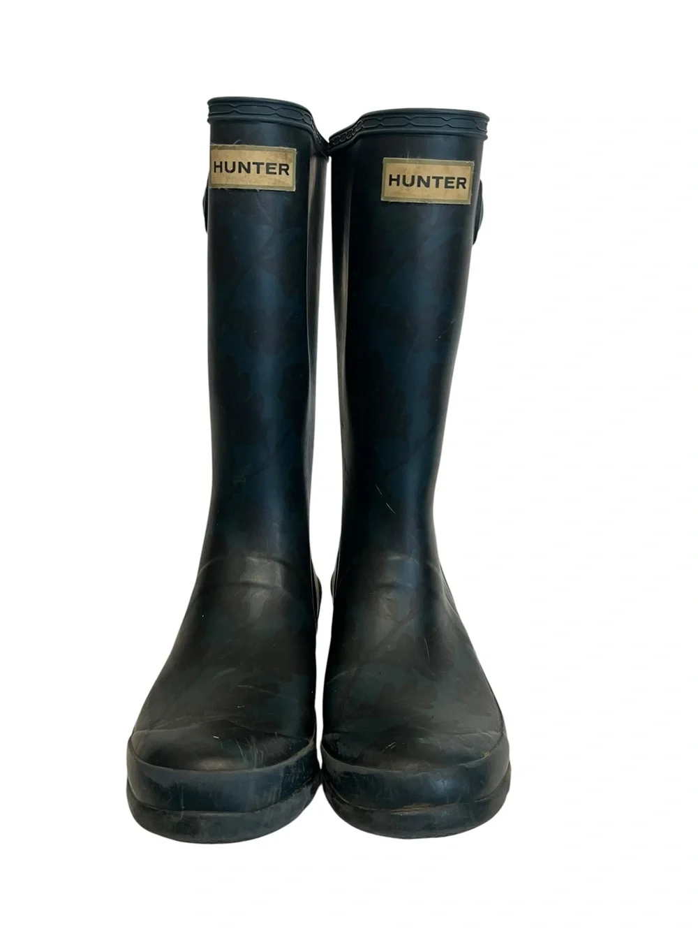 Hunter | Blue‎ Green Floral Design Rubber Rain Boots Little Girl 2